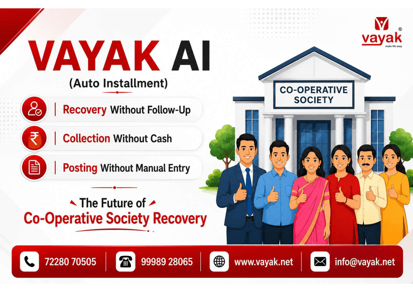 Vayak AI Auto Installment contact details and future of co-operative society recovery